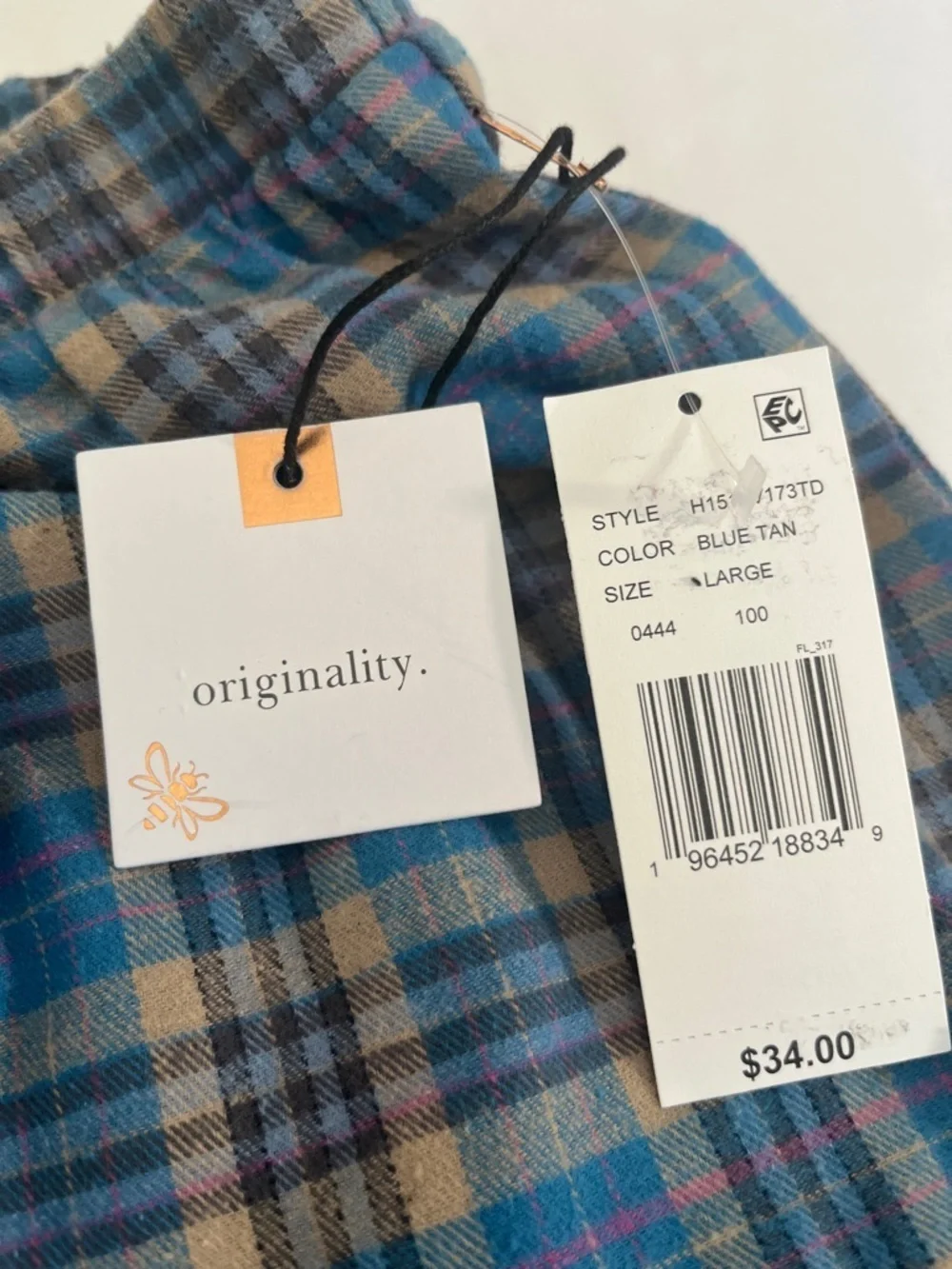 Wide-Leg Plaid Joggers in Blue and Tan